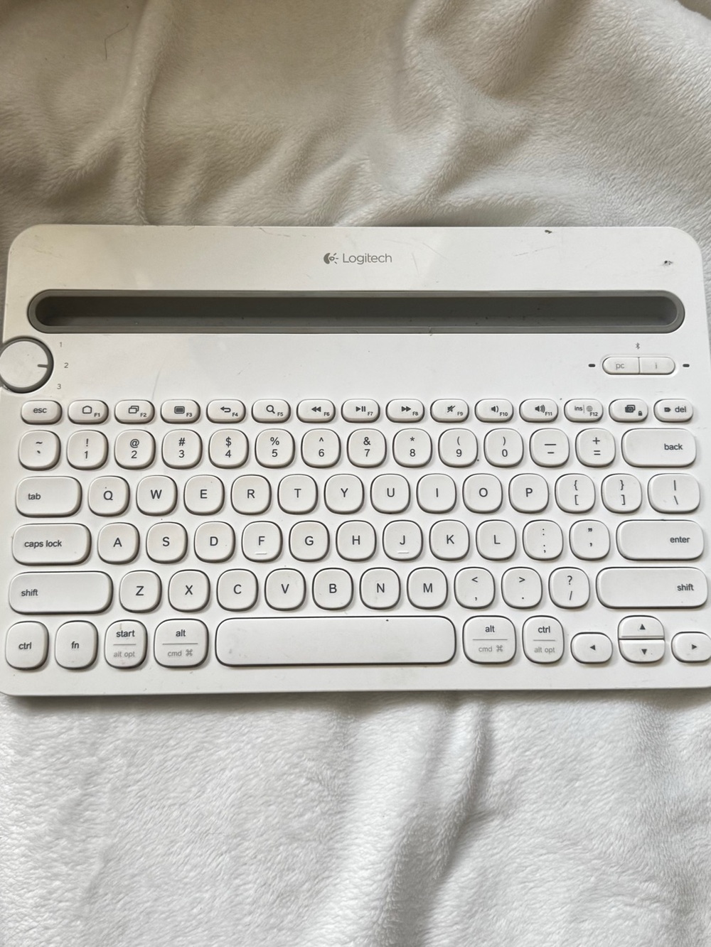 Logitech White Bluetooth Multi-Device Keyboard with Device Slot